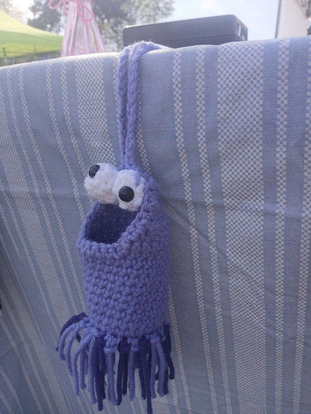 Handmade Lilac Crochet Yip Yip Monster Pouch with Fringe